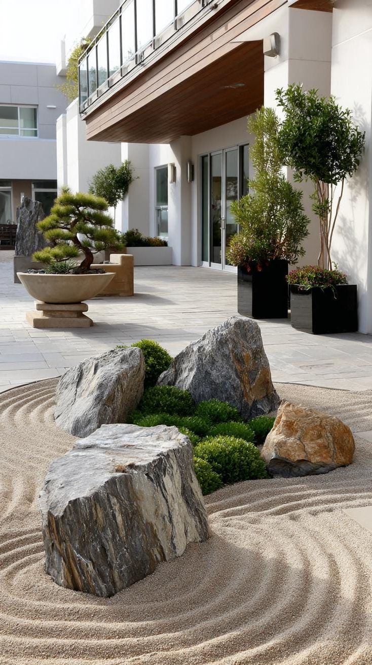 11. Japanese Zen Garden with Sand and Boulders - photo 3