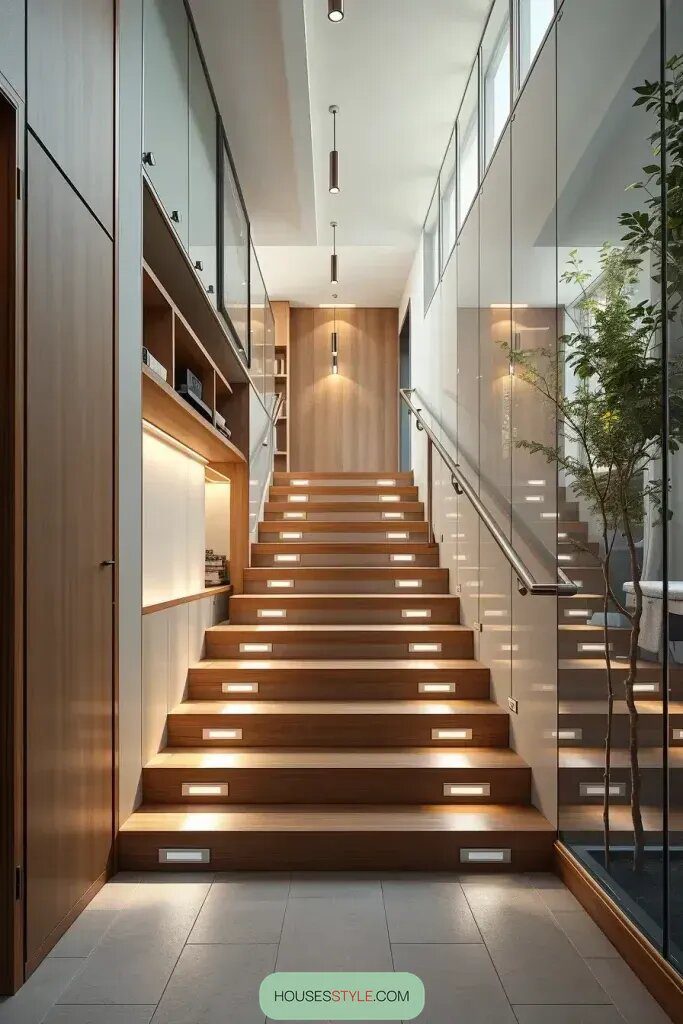 Glass-Enclosed Hallways with Floating Staircases