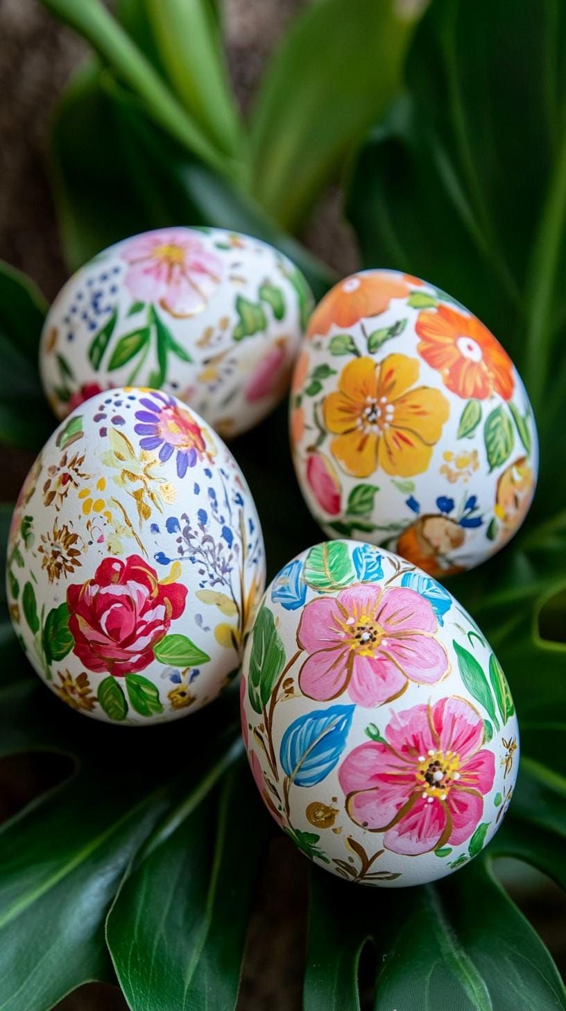 1. Floral Hand-Painted Easter Eggs - photo 2