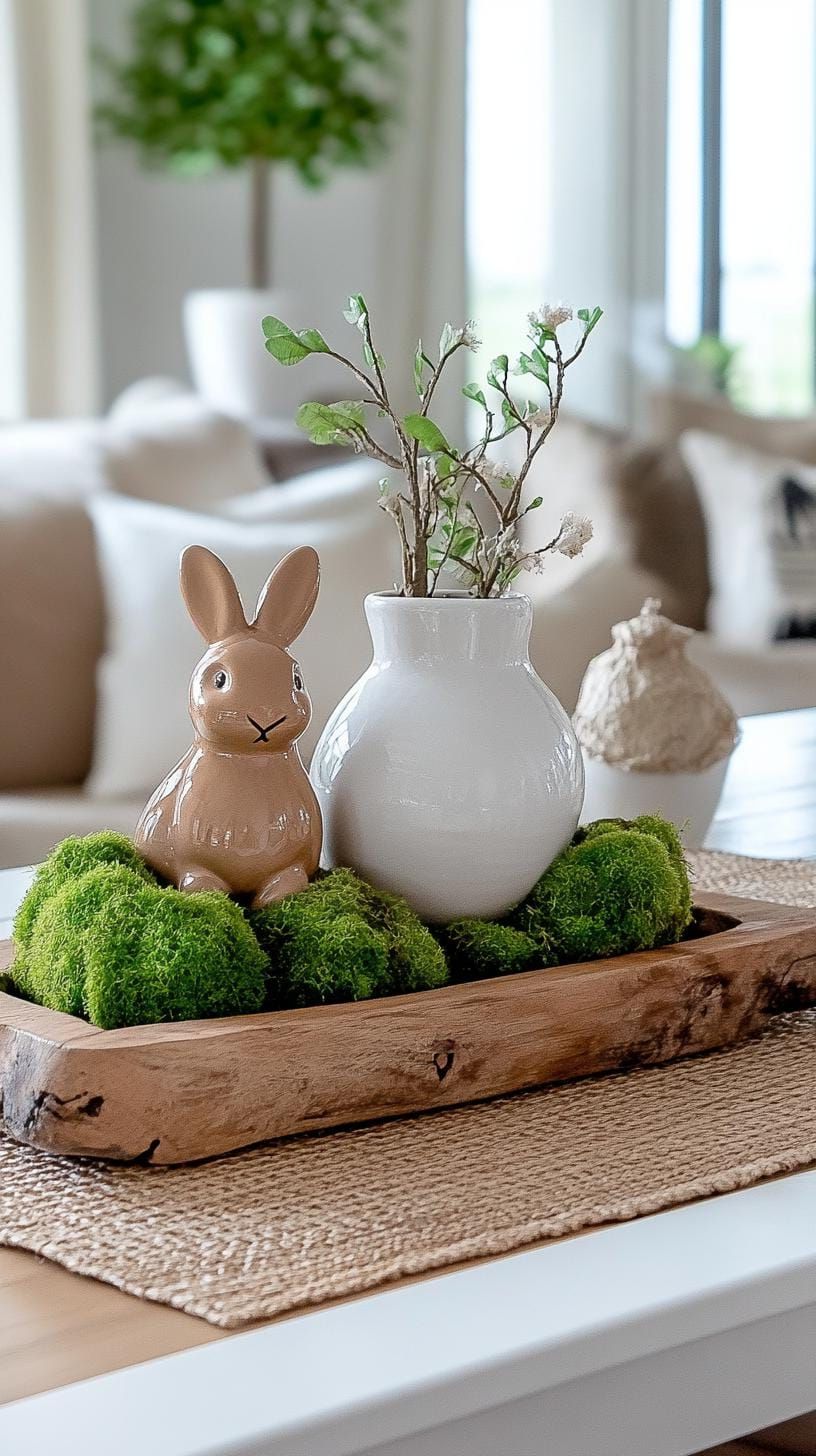5. Wooden Tray With Bunnies And Moss - photo 3