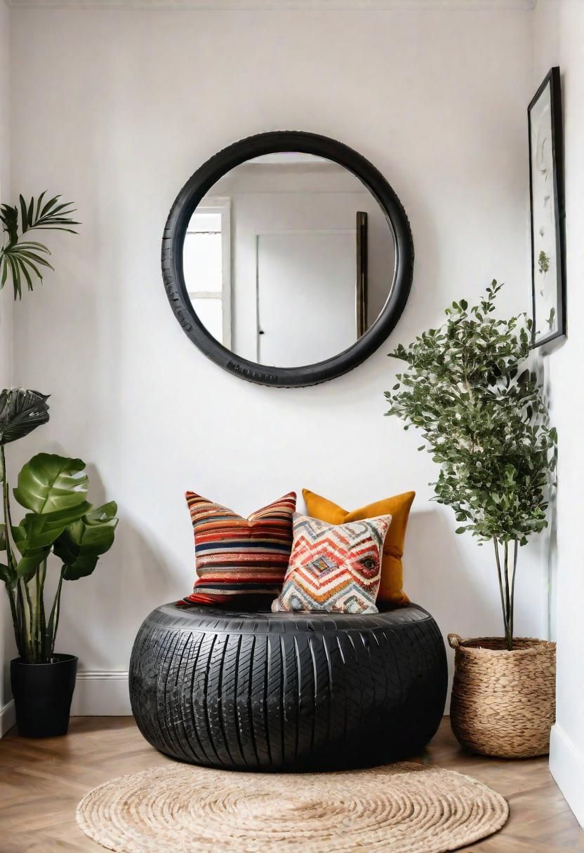 23. Upcycled Tire Ottoman Ideas