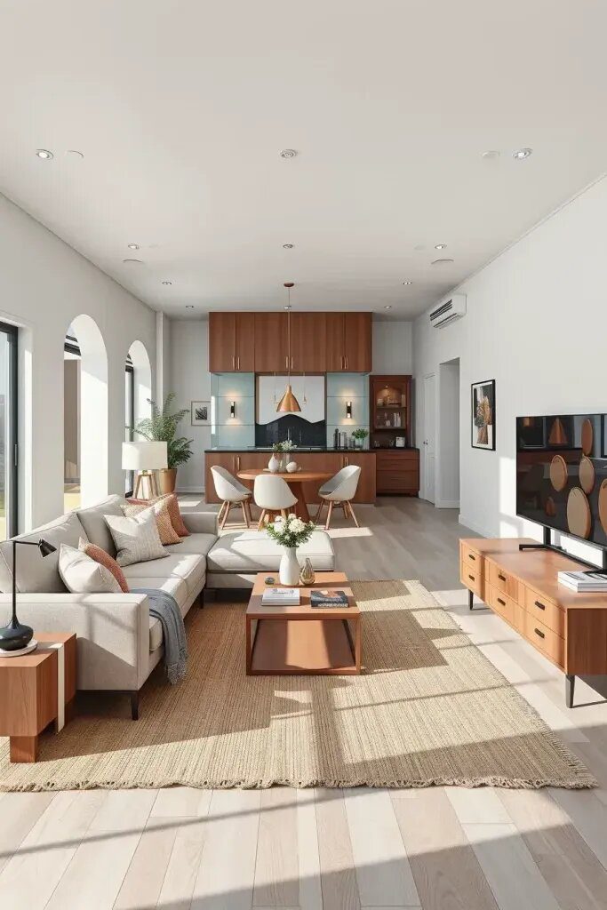 Layouts of a Minimalist Living Room in an Open Floor Plan Set Up