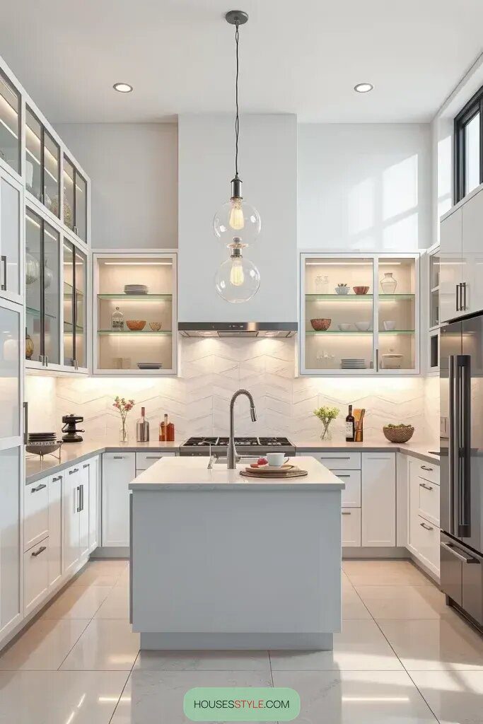 Lighten up your kitchen with glass features