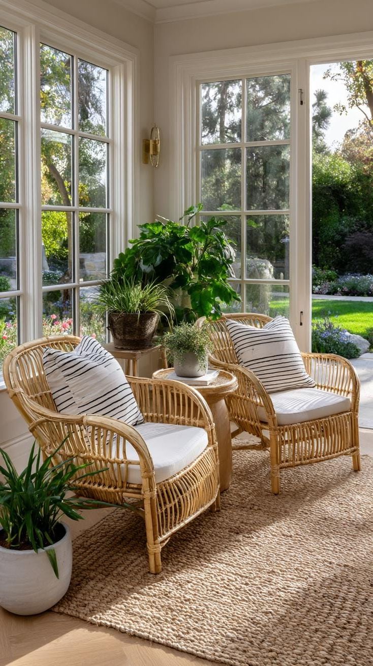 4. Rattan Chairs Under Floor-to-Ceiling Windows - photo 2