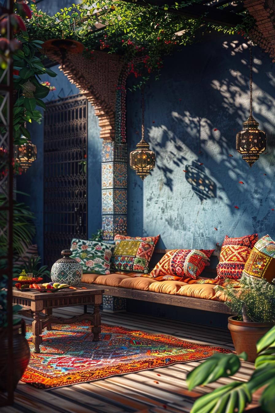 3. Bold Moroccan-Style Patio Retreat