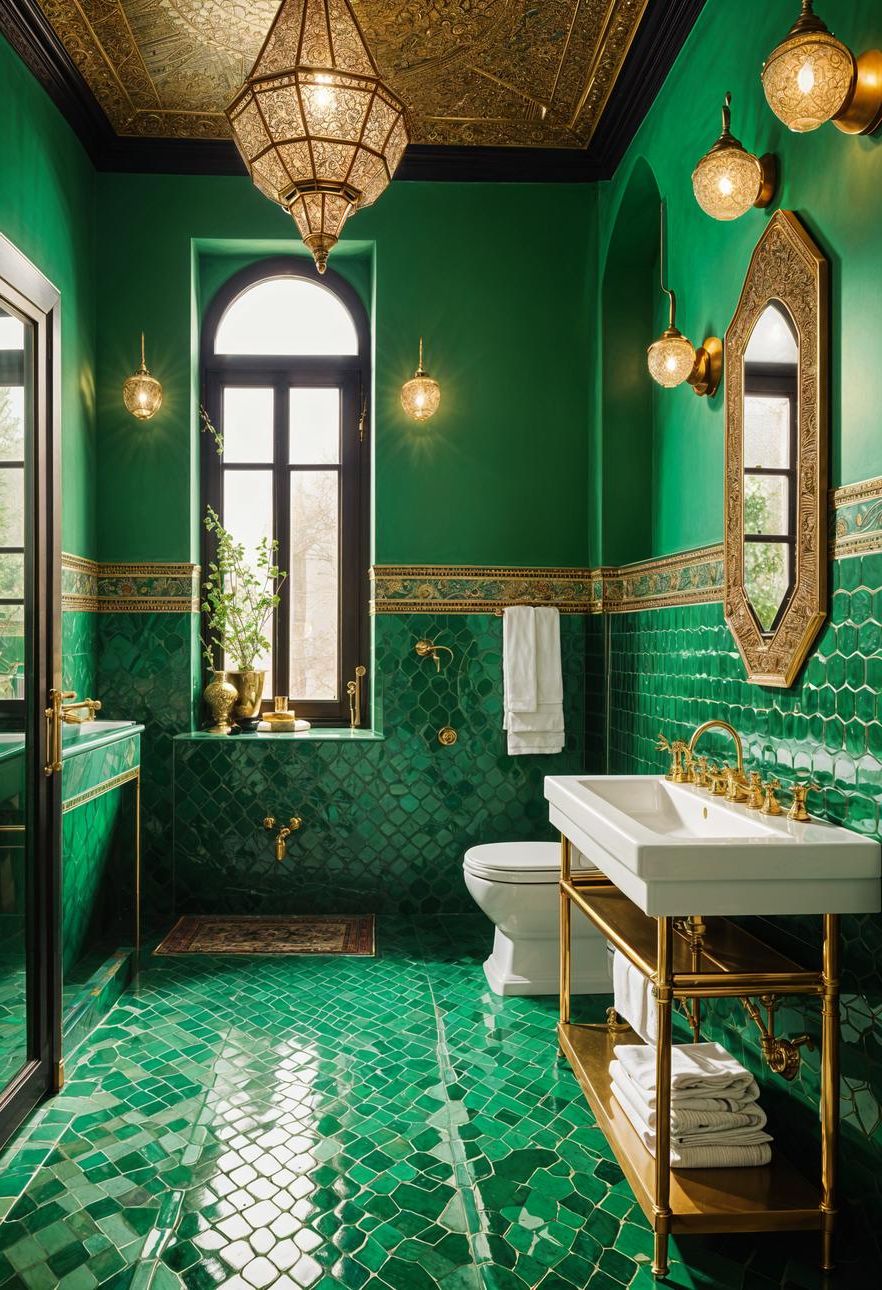 26. Moroccan-Inspired Emerald Bathroom Style - photo 2