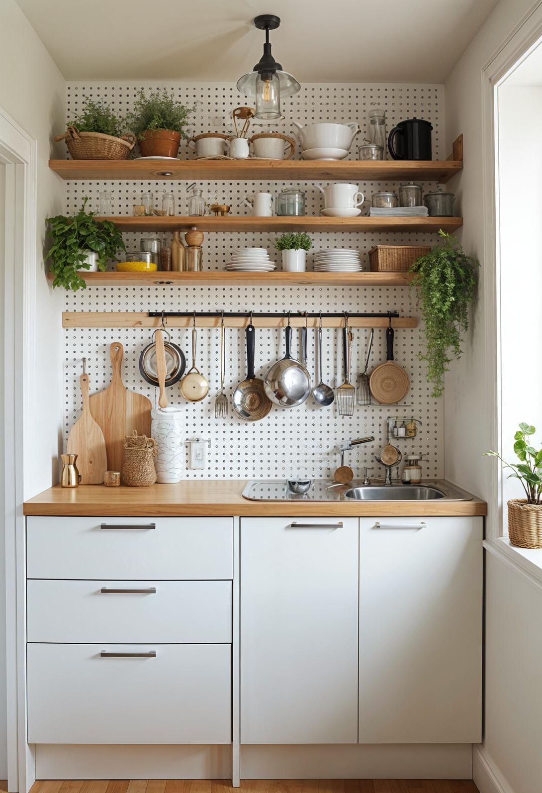 13. Organize with a Kitchen Pegboard