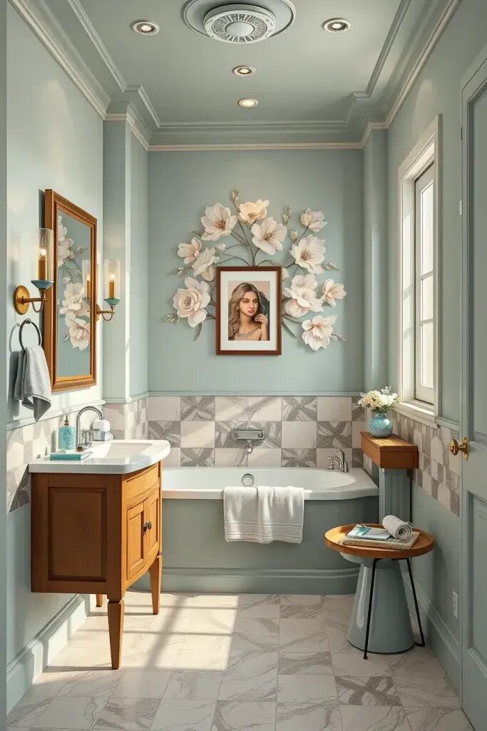 Making Sage And Blue Work In Small Bathrooms