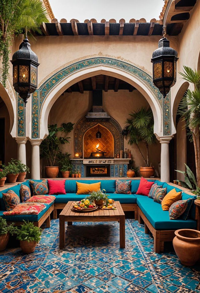12. Vibrant Moroccan Patio Kitchen