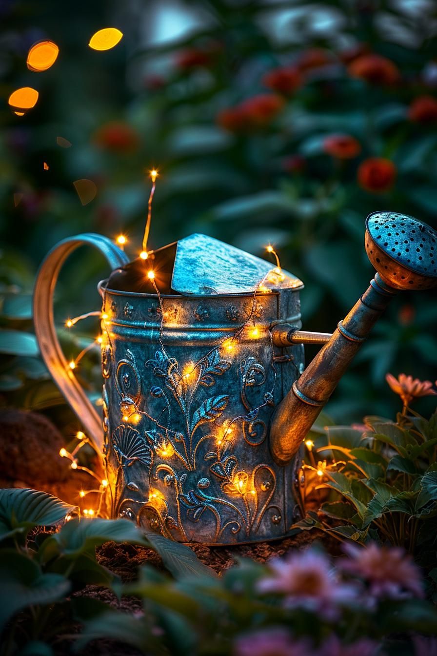 14. Watering Can Lantern Display