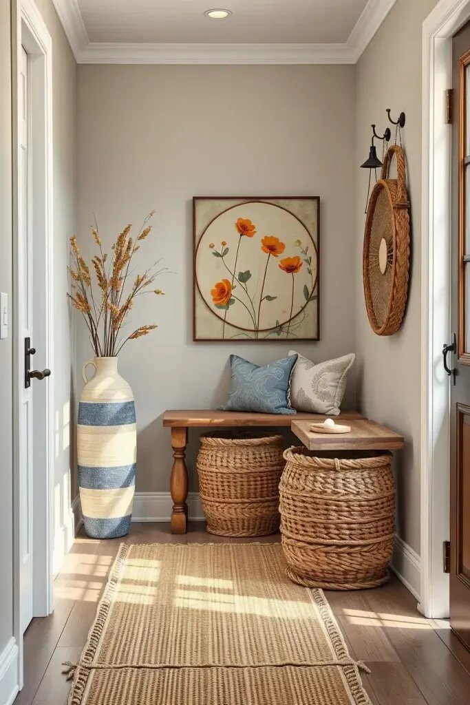 Natural Fiber Runners and Woven Baskets