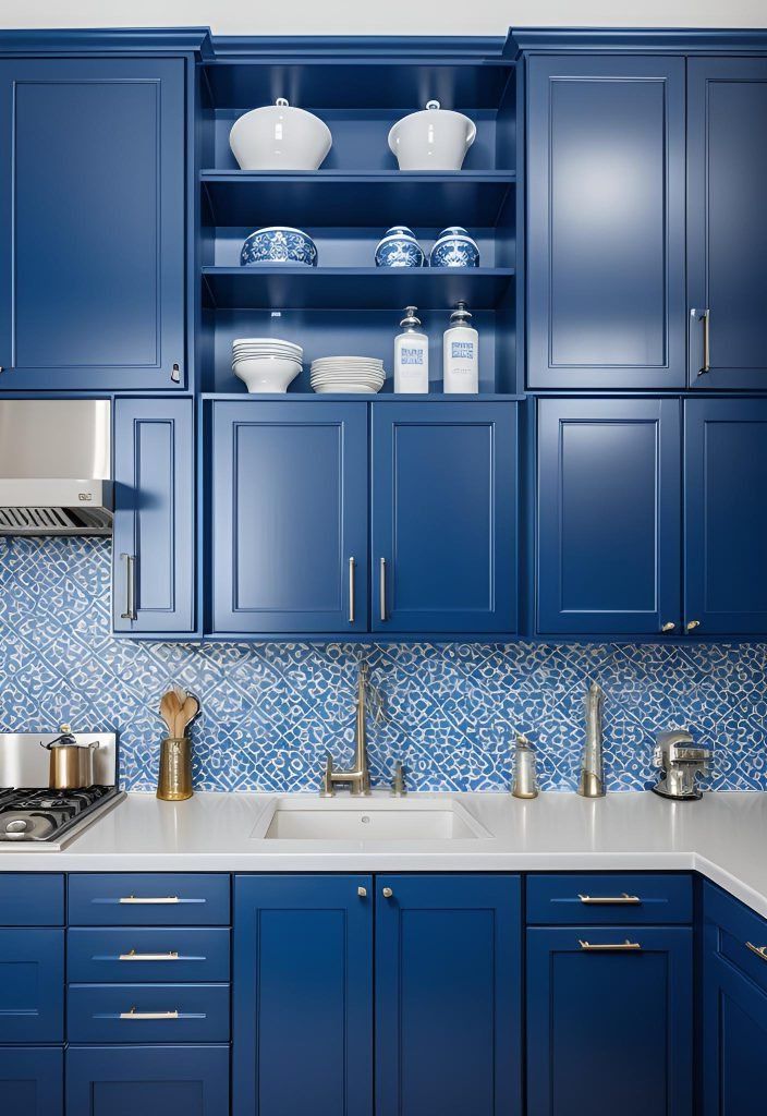 14. Stylish Blue Kitchen Cabinet Picks