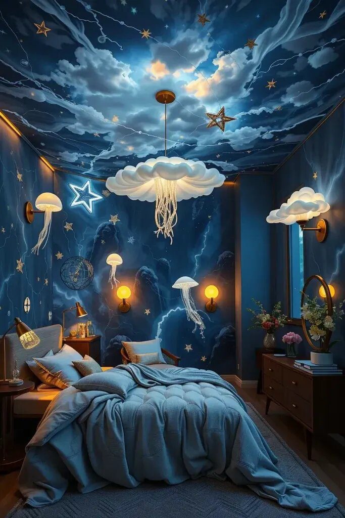 Nature-Inspired Lighting Fixtures for a Surreal Room