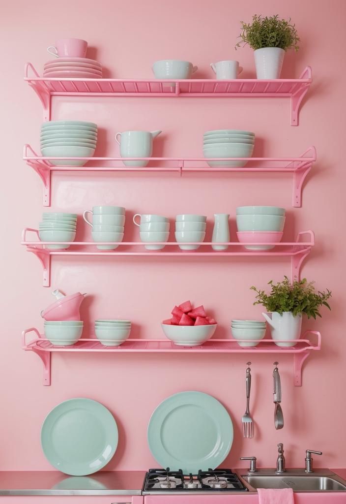 24. Watermelon-Inspired Plate Rack Decor