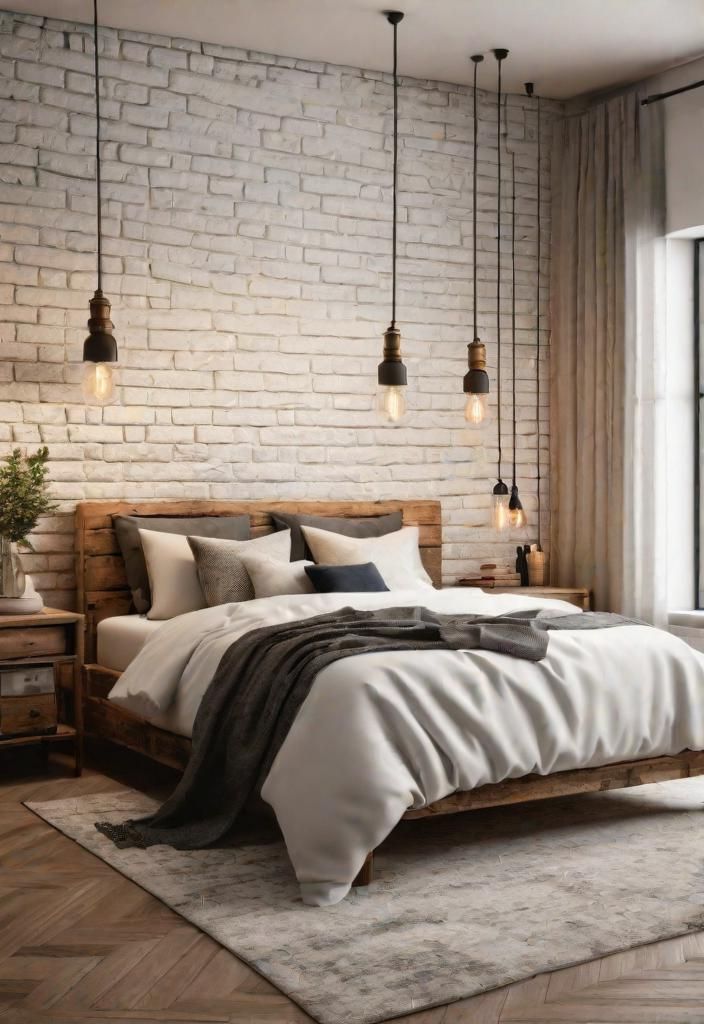 18. Whitewashed Brick Walls for Farmhouse Bedrooms