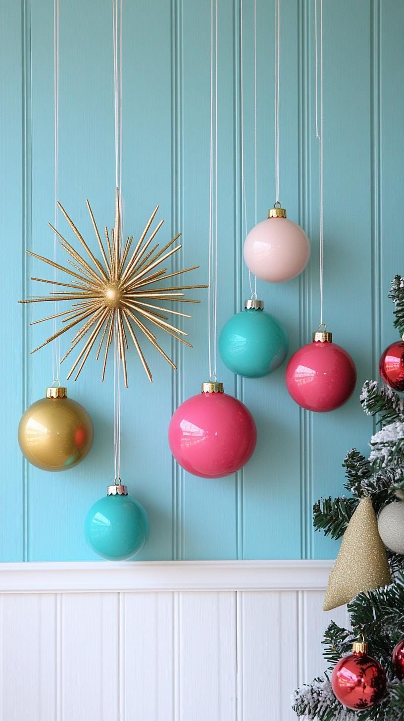 1. Starburst atomic ornaments in pink gold and turquoise - photo 2