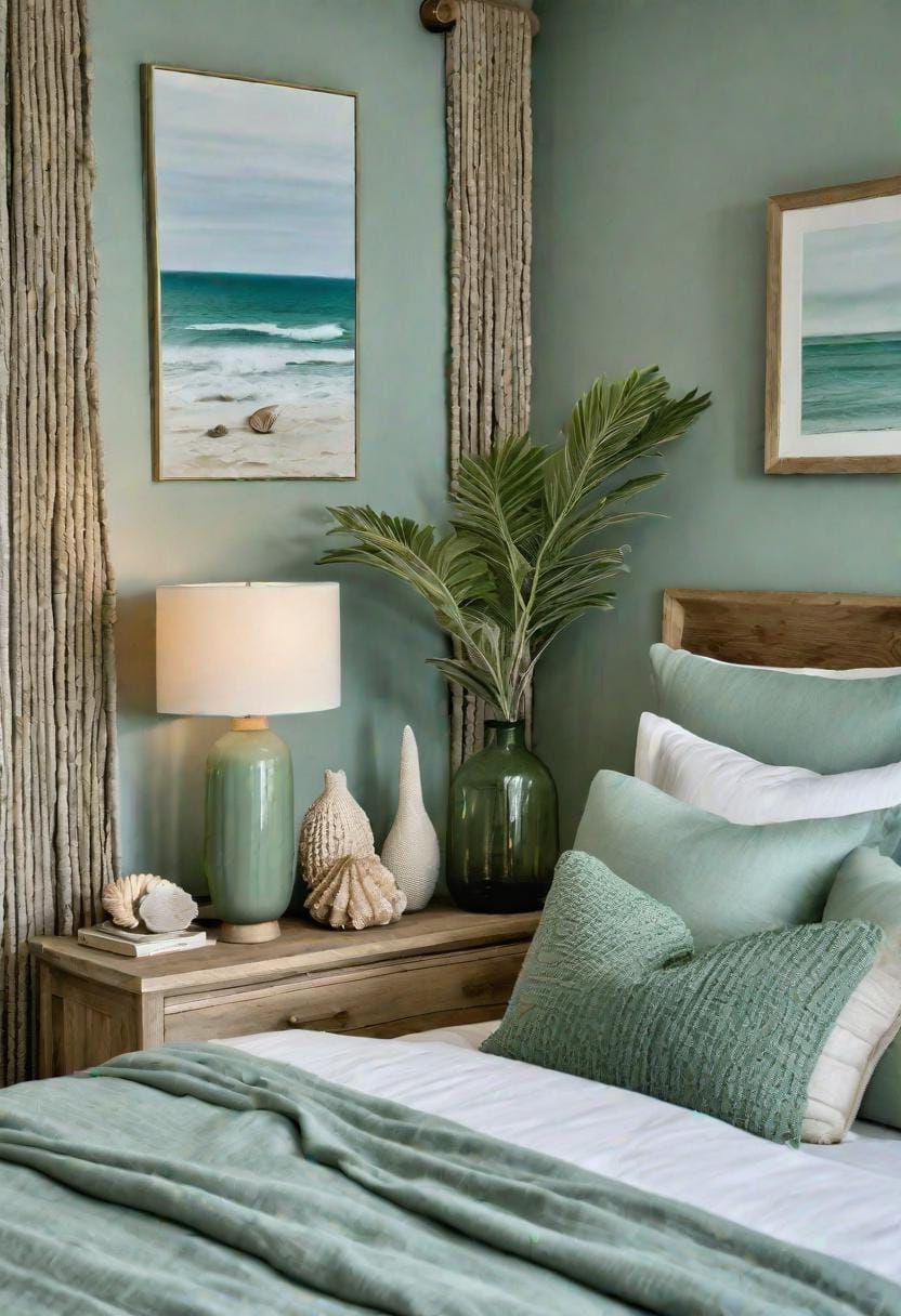 7. Coastal Oasis with Sage Green Walls and Driftwood Decor - photo 2