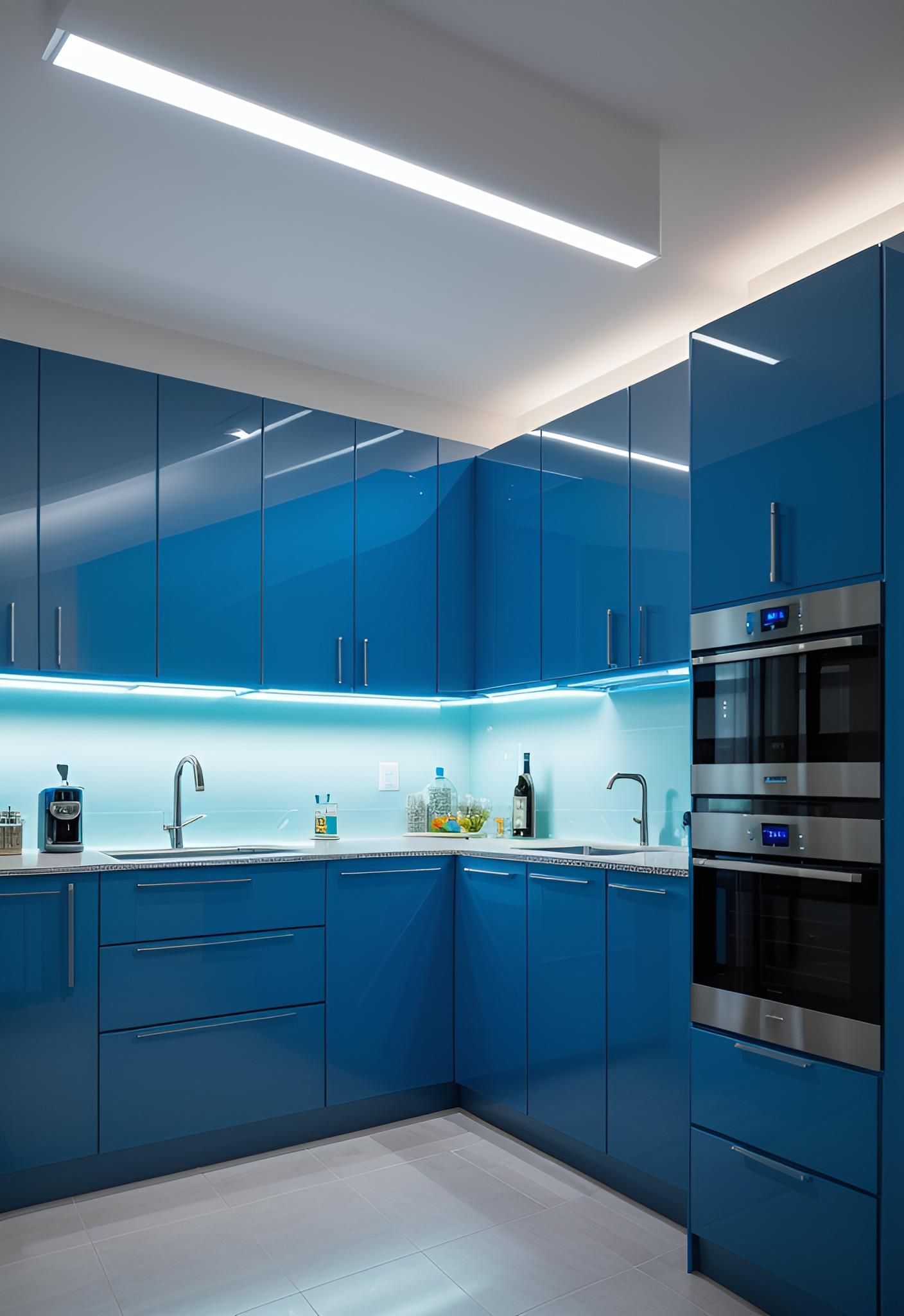 23. Smart Tech Meets Blue Cabinetry