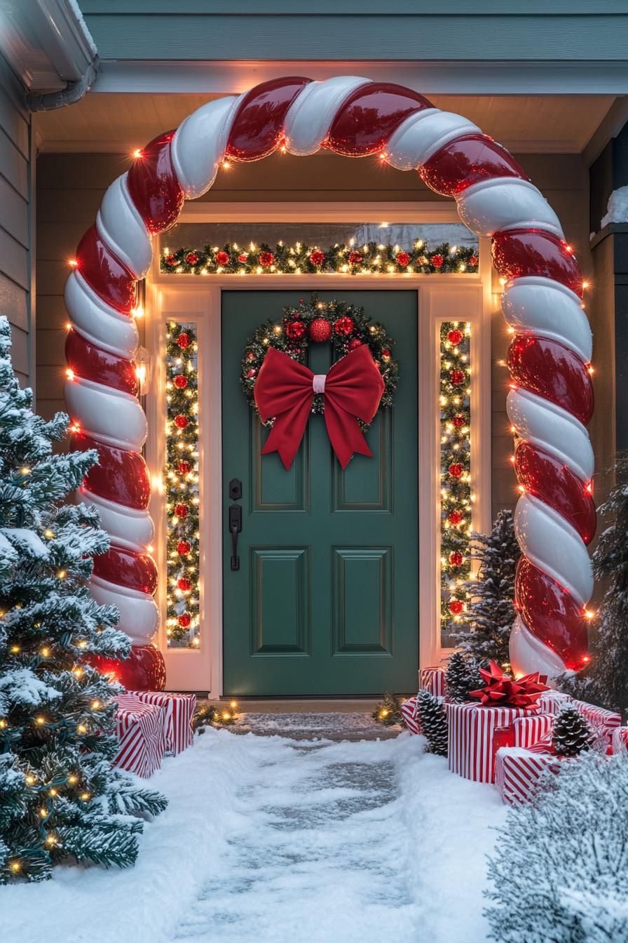 1. Oversized Candy Cane Walkway Decor