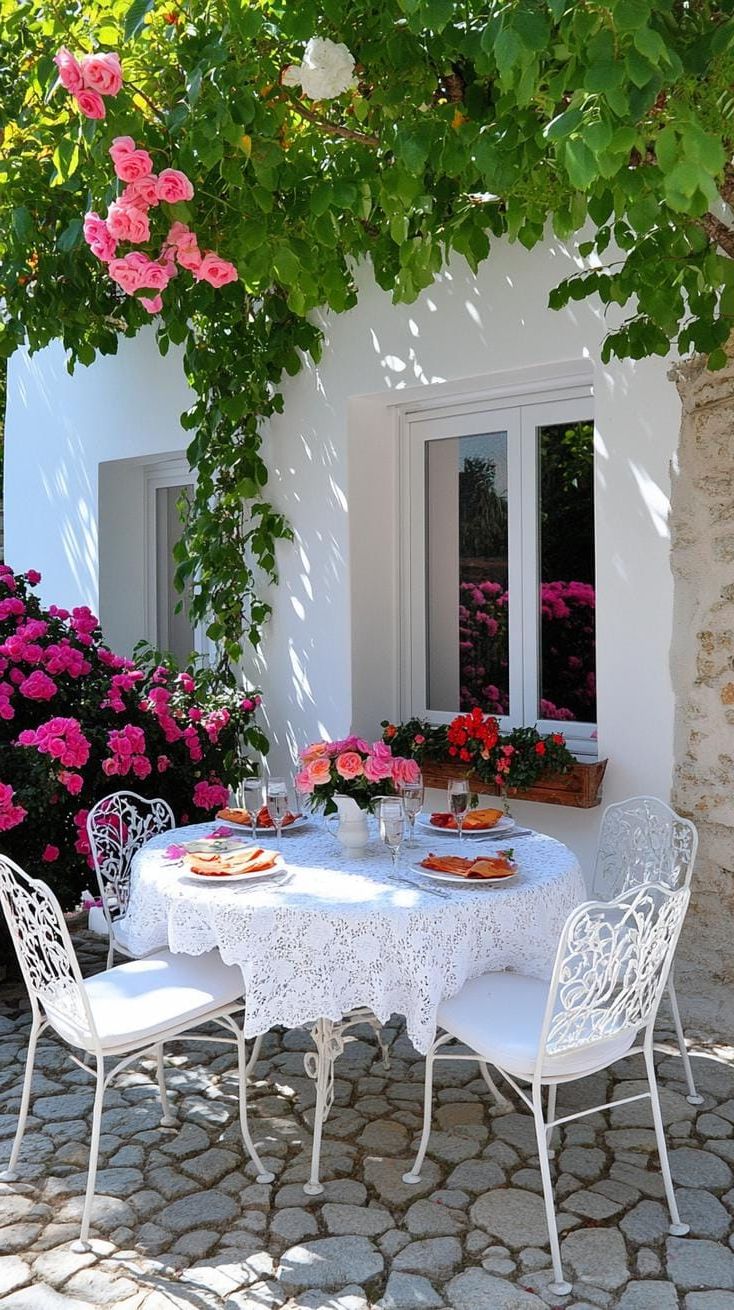 23. French Patio Retreat with Antique Furniture and Roses - photo 2