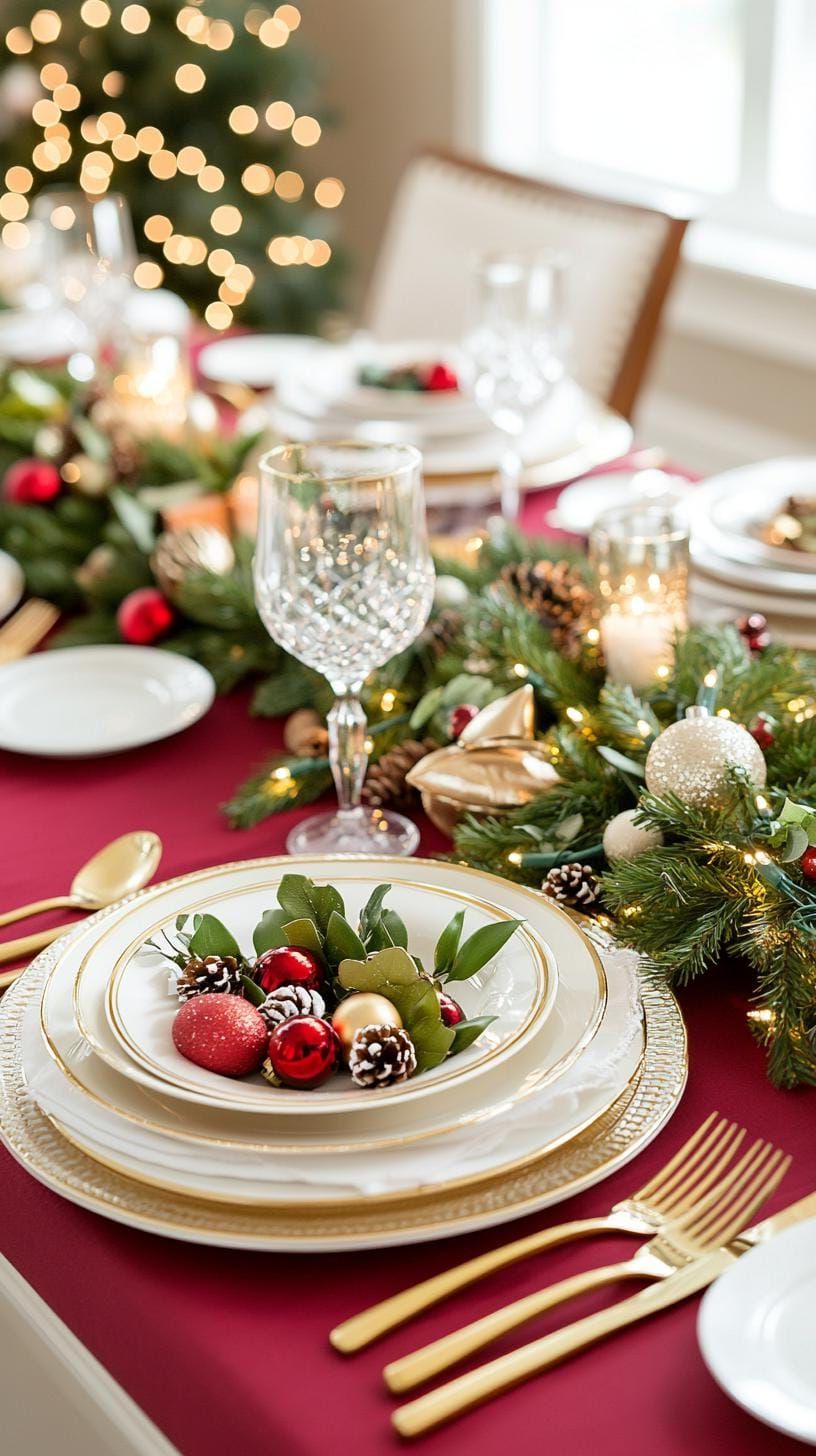 10. Elegant Dining Room with Gold-Trimmed China