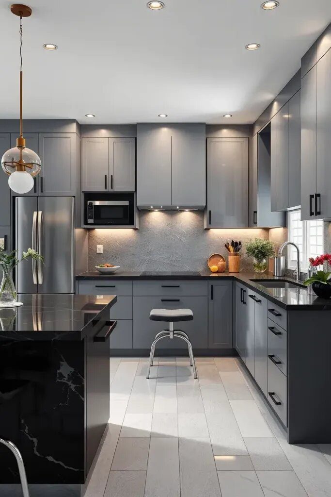Pairing Gray Cabinets with Black Countertops - photo 2