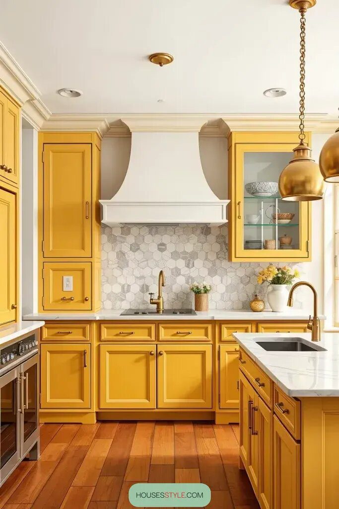 Brass and Gold Hardware for Sunny Yellow Cabinets - photo 2