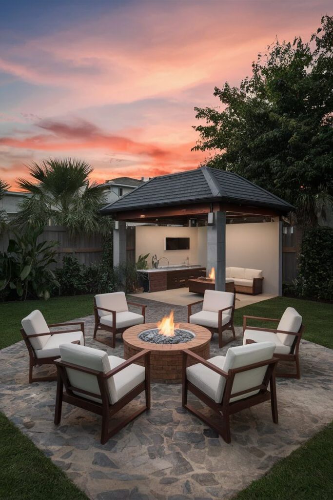 Fire Pit Lounge for a Cozy Cabana