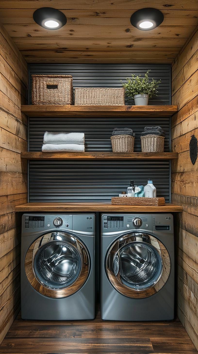 11. Laundry Room With Corrugated Metal Walls - photo 2