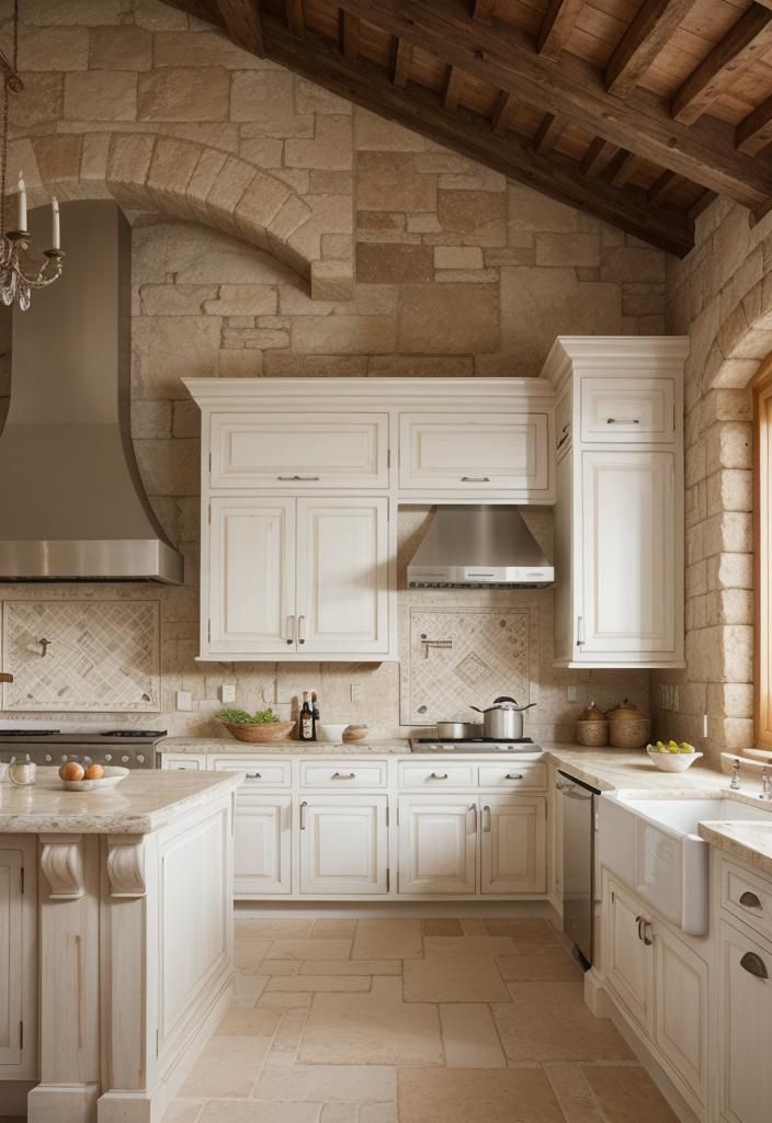 16. Tuscan-Style White Kitchen