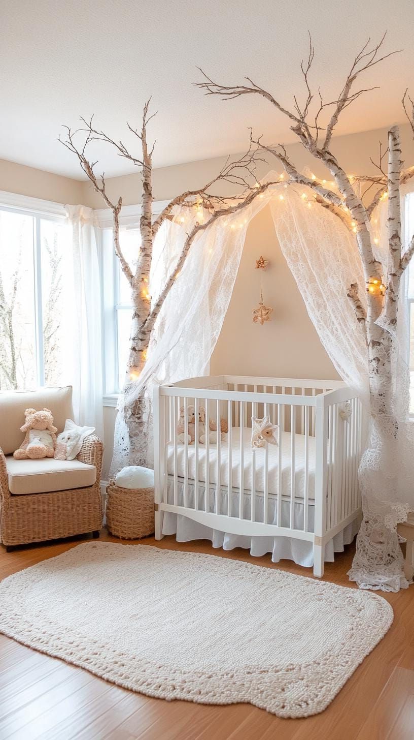 18. Faerie Retreat with Lace Curtains and Soft Glow