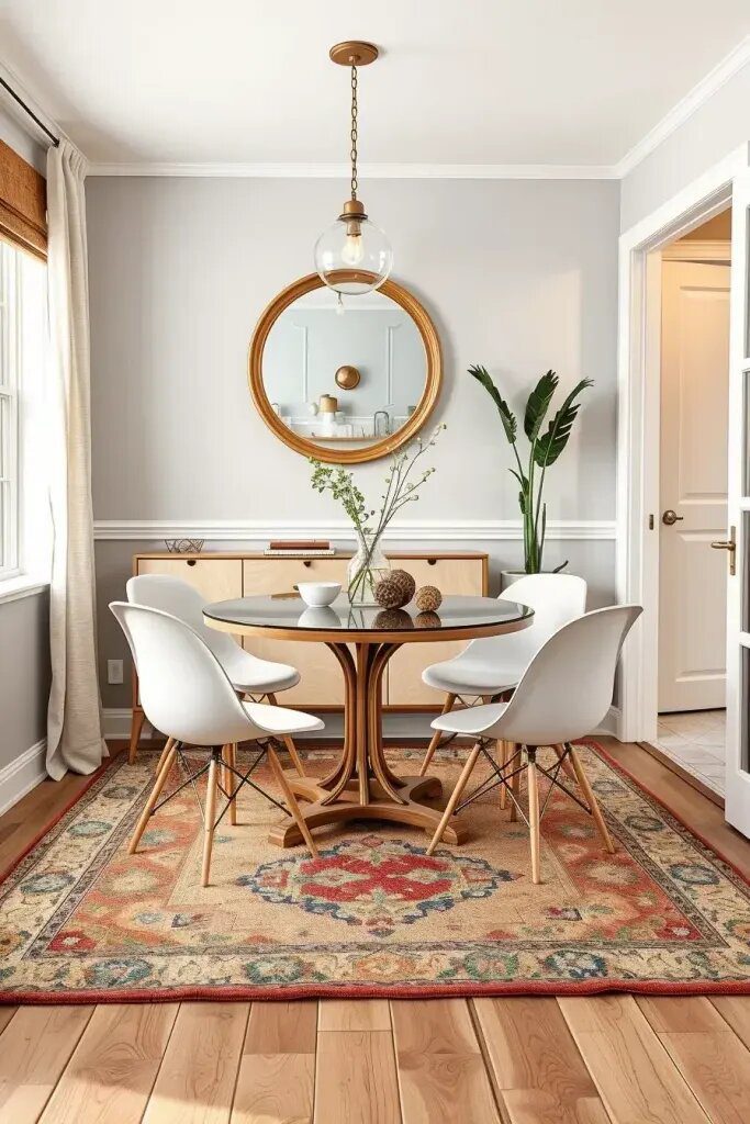 Layered Rugs for a Cozy Dining Corner