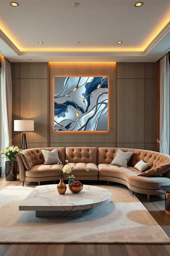 11. Choose Backlit Acrylic Art for Plush Sofas - photo 2
