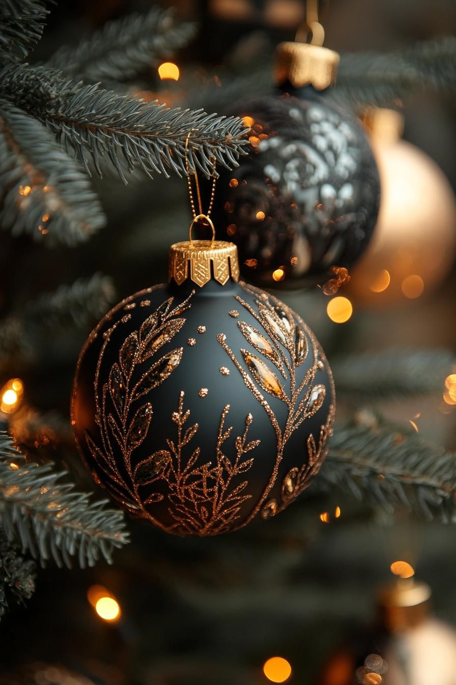 1. Vintage Black and Gold Ornaments