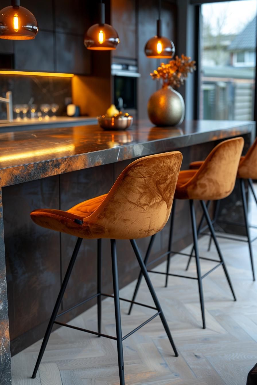 12. Cushioned Metal Bar Stools