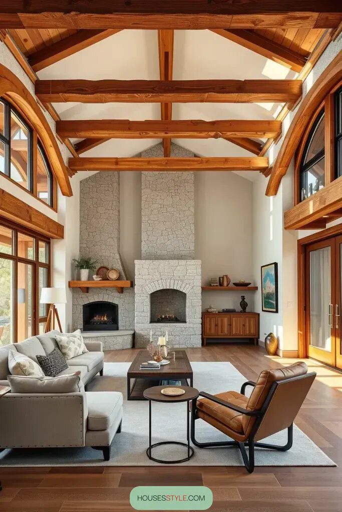Exposed Wood Beams as a Focal Point