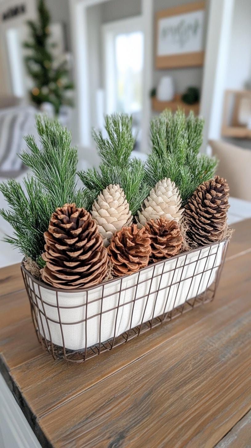 4. Pinecones in vintage wire baskets - photo 2