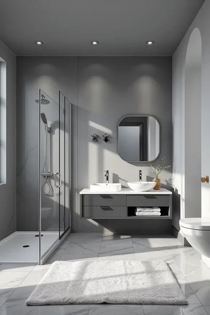 Simple Monochrome Bathrooms in Black and White - photo 2