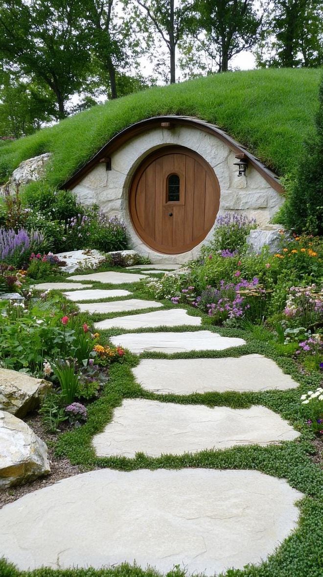 9. Hobbit-Style Hillside Garden Design