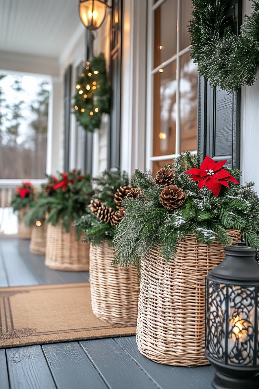 18. Greenery-Filled Basket Displays