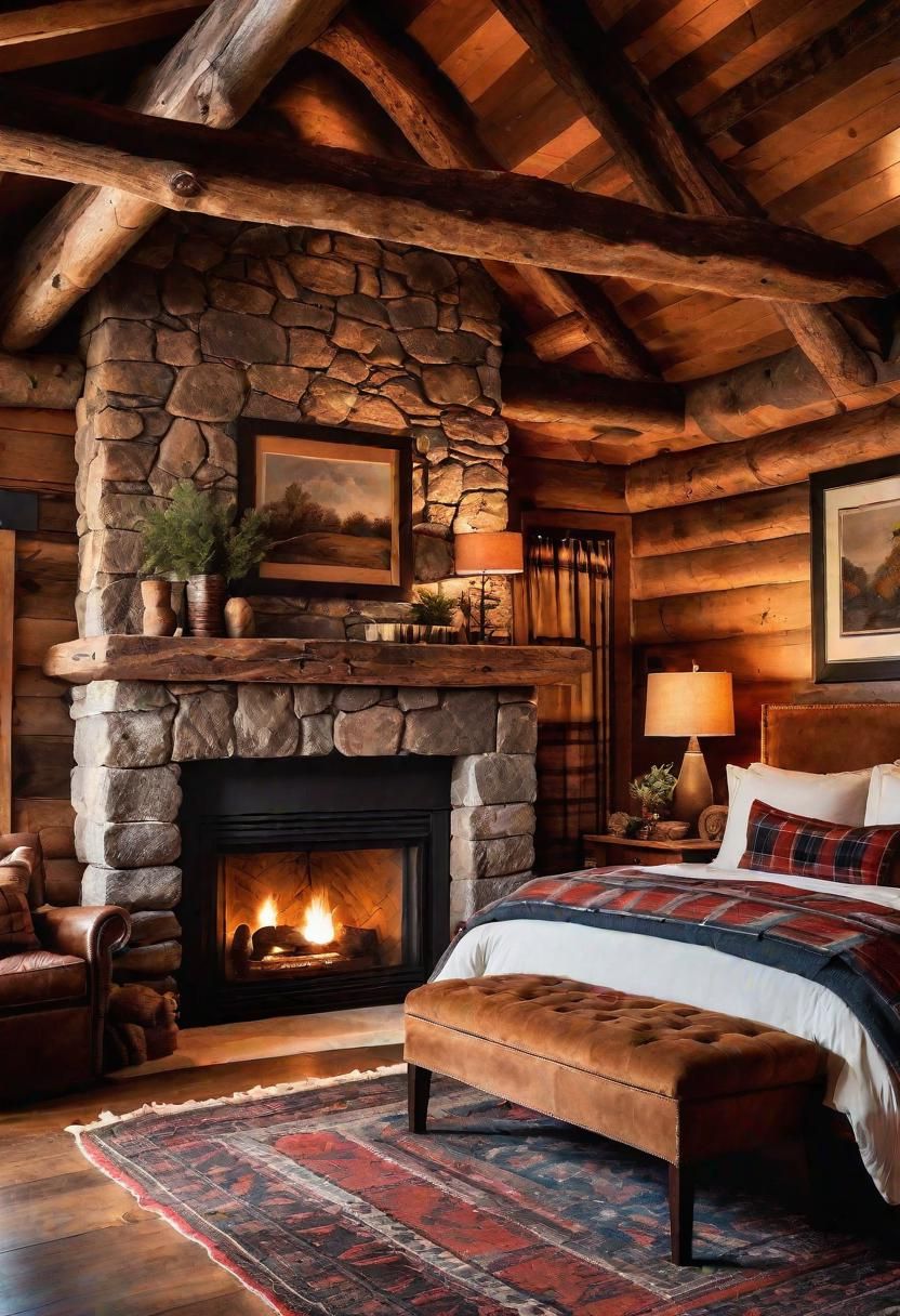 14. Warm Rustic Cabin Bedroom