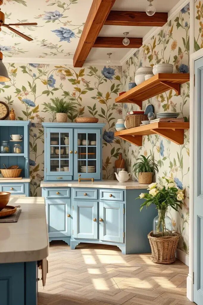 Botanical Sage and Blue Wallpaper Ideas - photo 2
