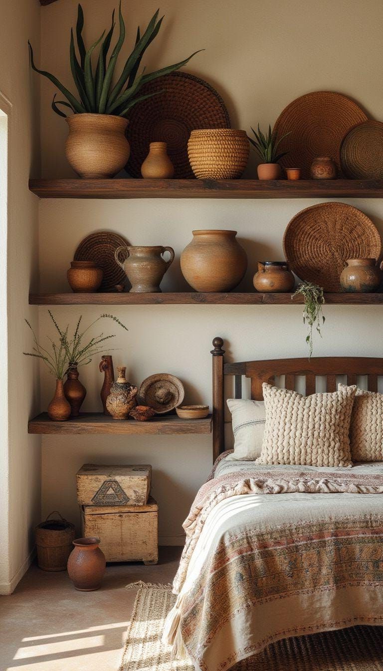 8. Style With Woven Baskets And Painted Pottery
