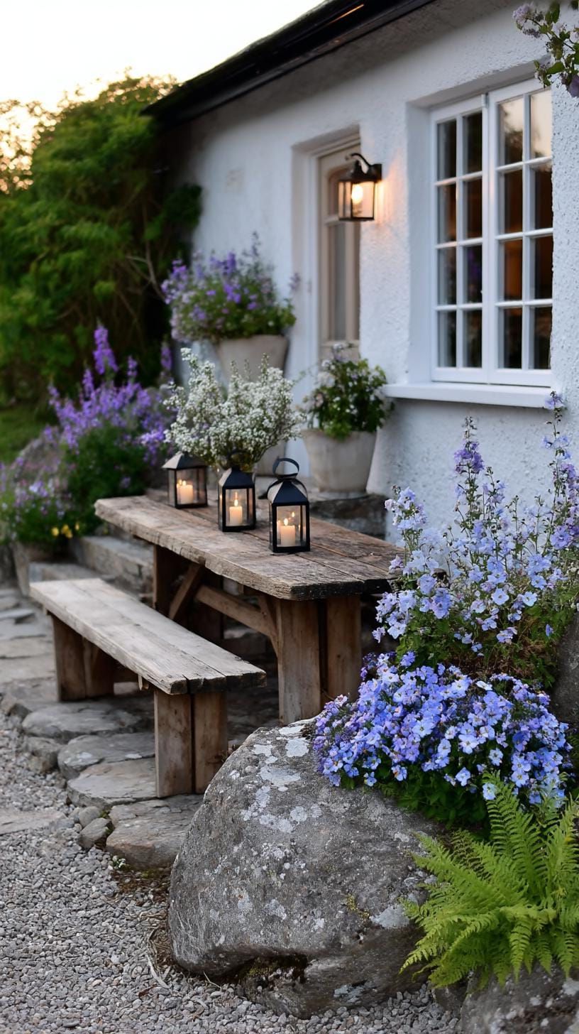 30. A Rustic Table and Lanterns in a Garden Nook - photo 2