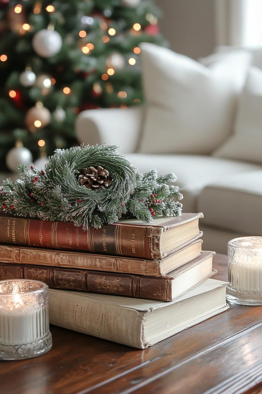 9. Vintage Book Christmas Wreaths