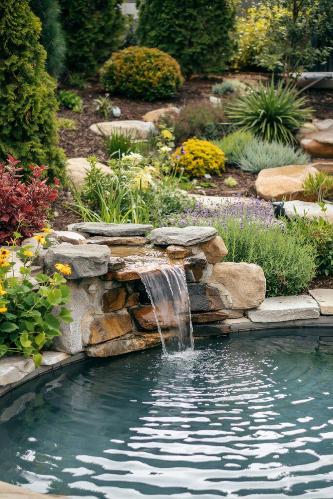 Sloped Garden Waterfall Pool Design