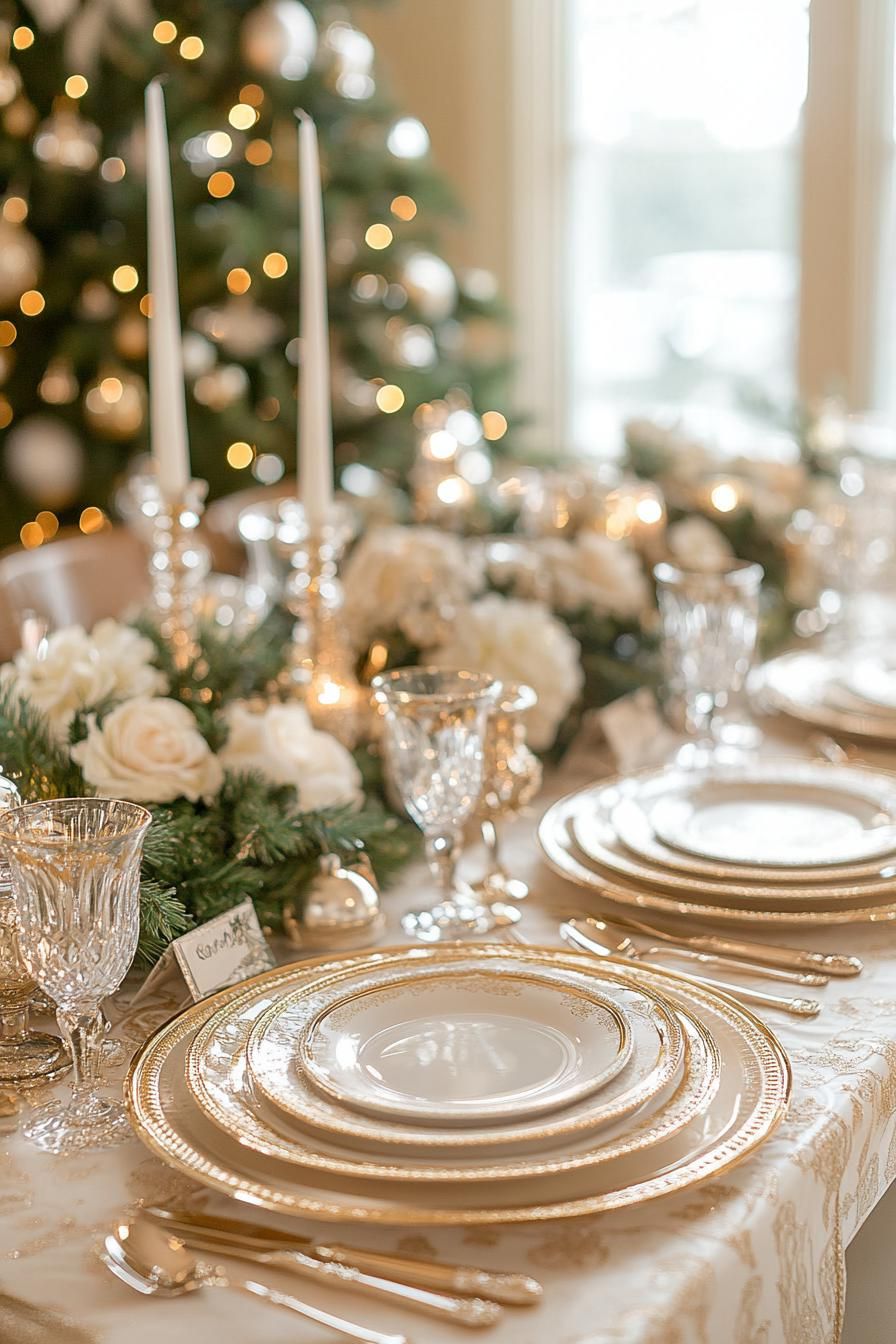 2. Gold and White Table Decor Ideas