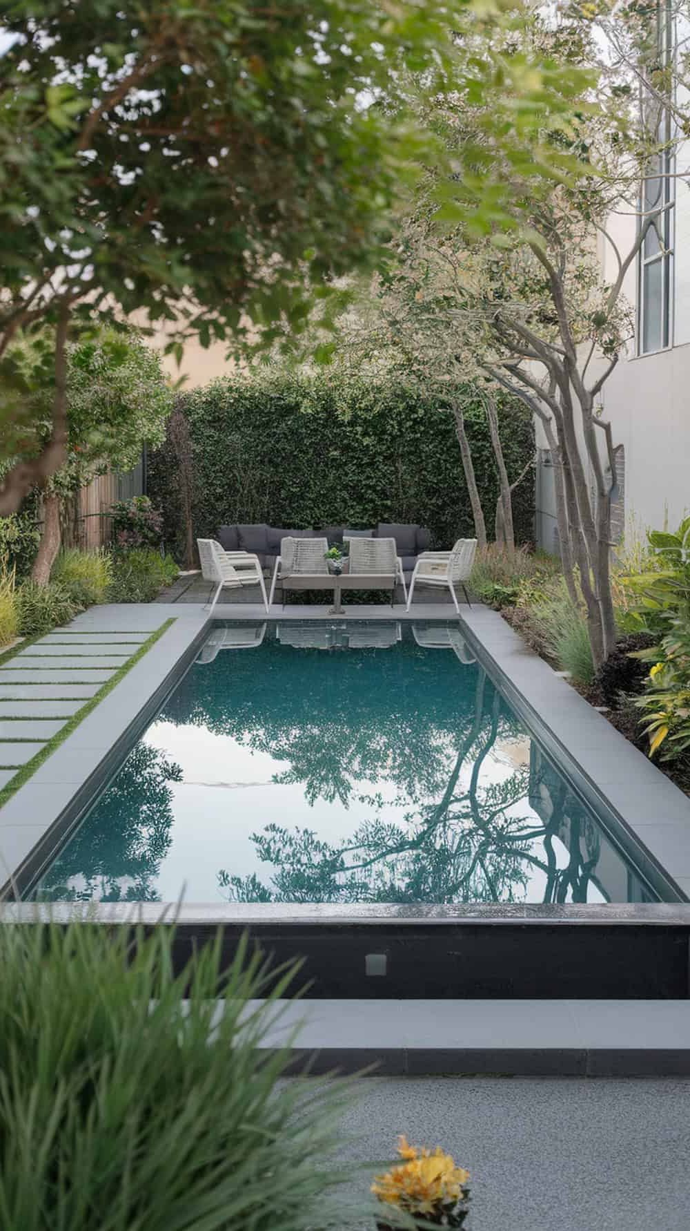 Modern Pool Design With a Glass Wall
