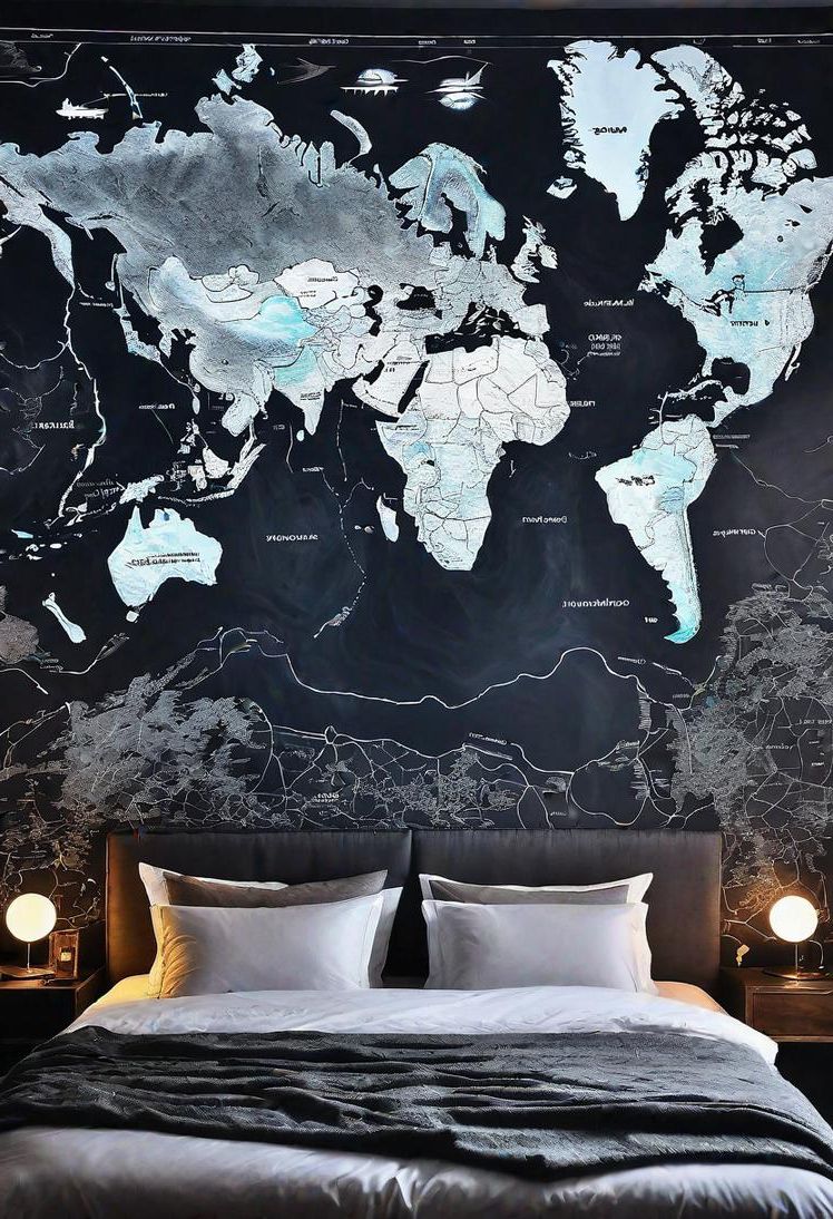 16. Chalkboard Map Accent Wall