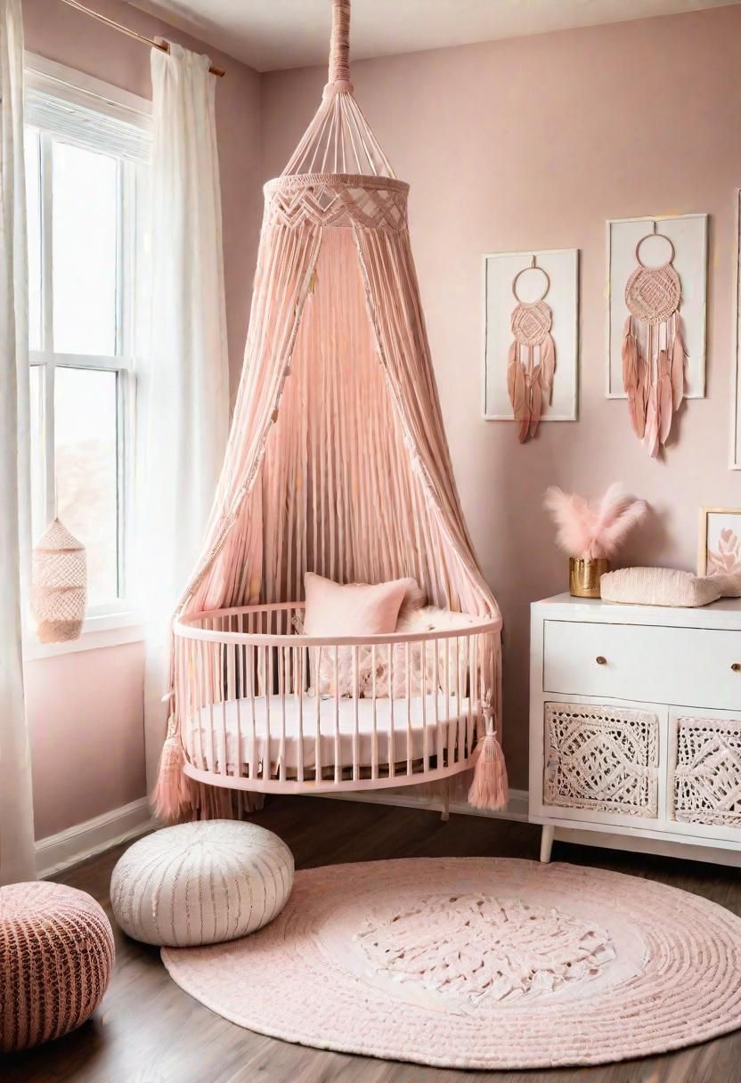 1. Pink Macrame Crib Mobile Ideas